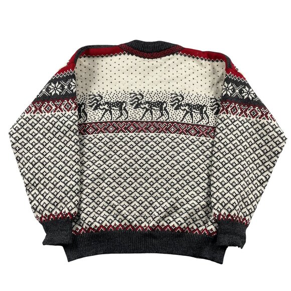 VTG Nordstrikk Cardigan Sweater Womens XL 100% Pure Wool Reindeer Norway - Picture 2 of 8